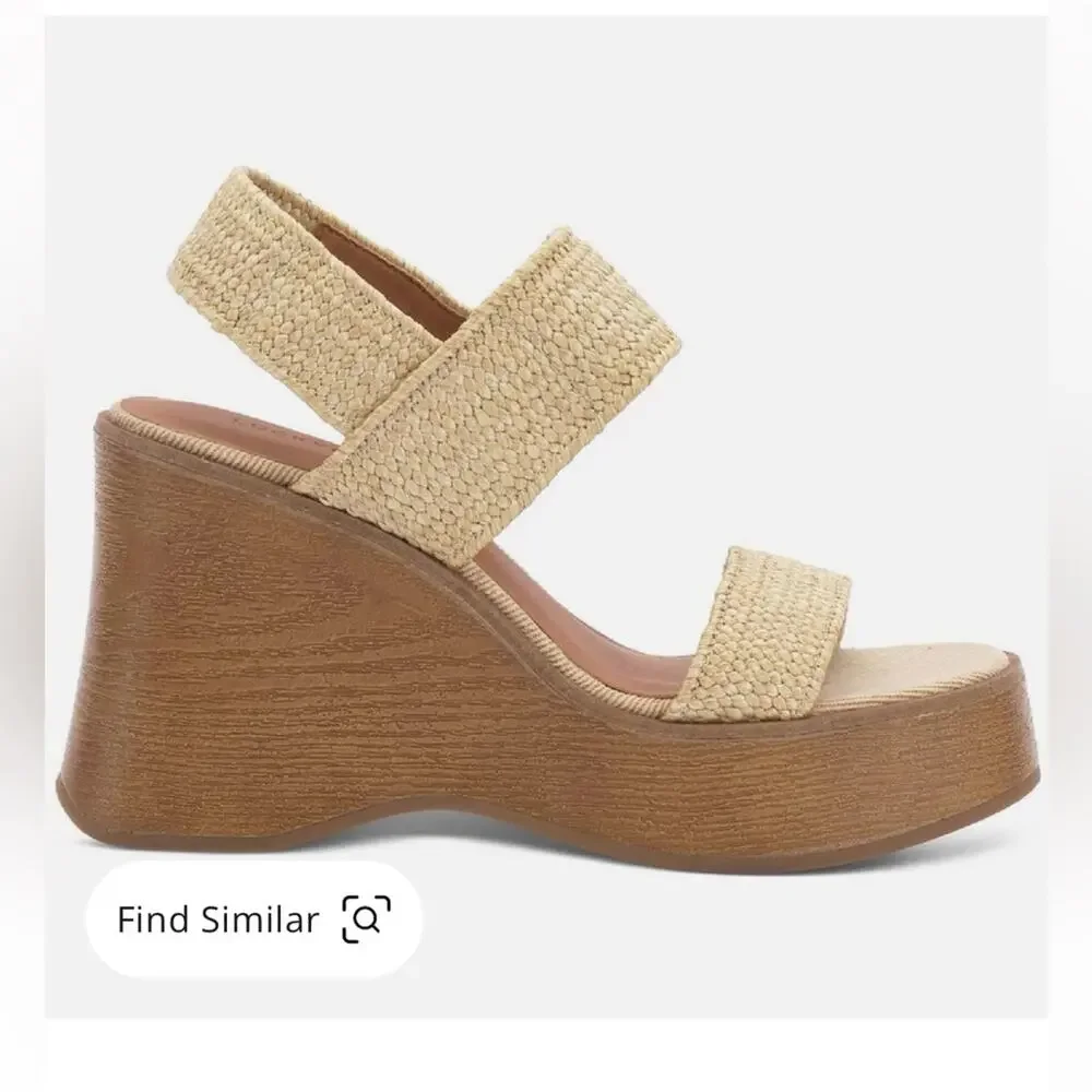 NEW Lucky Brand Delukah Ankle Strap Wedge Slingback Sandals, Size 9.5, MSRP $99